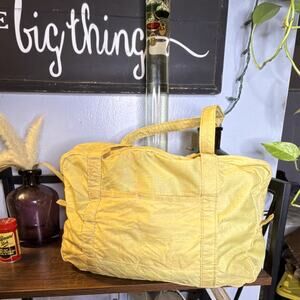 Vintage Avon Yellow Tote Bag with Zipper Accent Double Handles Solid Women